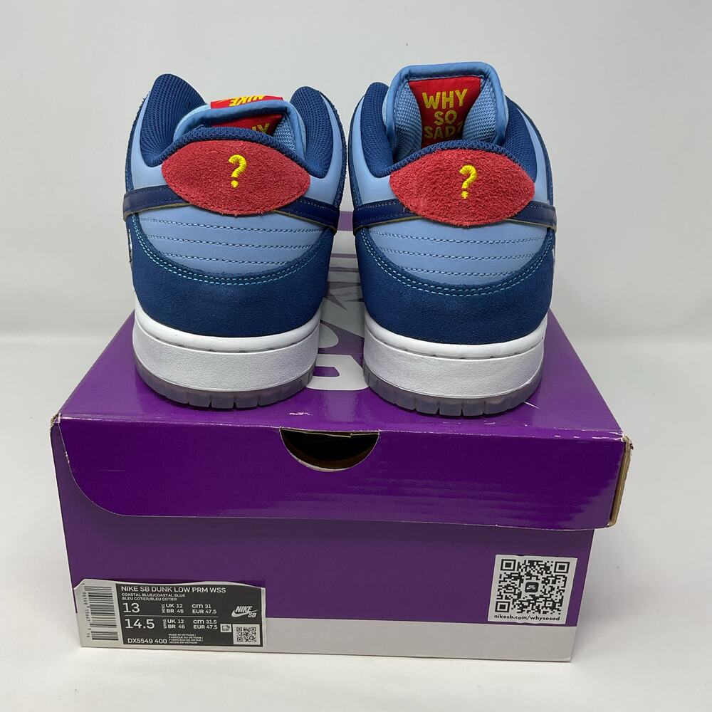 2022 Nike Sb Dunk Low Premium Why So Sad DX5549-400 Men’s size 13 Blue NEW DS - Picture 4 of 9